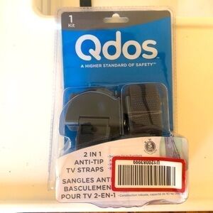 QDOS 2 in 1 Anti-Tip TV Straps 1 Kit - 2 straps SecureHooks Anchor Holds 200lbs